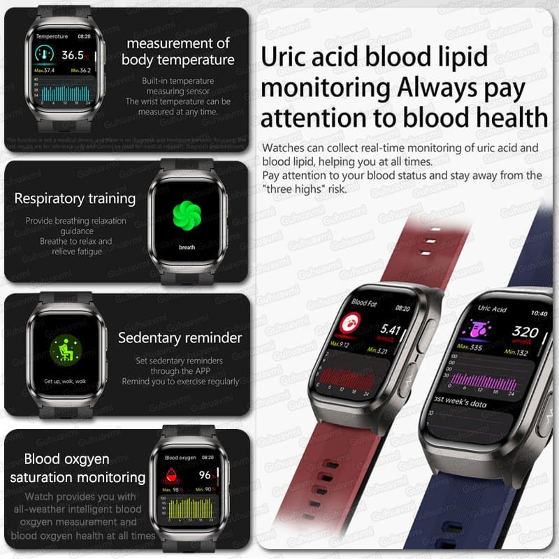New AI Diagosis ECG Health Smart Watch Men Blood Pressure Lipid Uric Acid NFC Air Pump Airbag Health Smartwatches Women for IOS Android