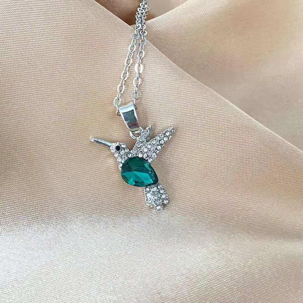 Vintage Crystal Animal Hummingbird Necklaces Fashion Luxury Gold Color Clavicle Chain Birds Necklaces & Pendants with Paper Card