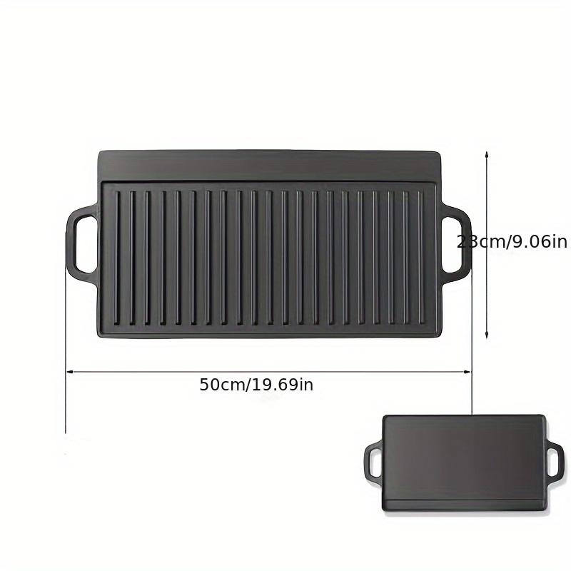 Cast Iron Baking Tray Can Be Flipped Double-sided Barbecue Tray Outdoor Camping Handle BBQ Tools Barbecue Plate Square Gas Grill