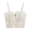 Кружевной топ-майка Weuiean с кружевным топом-бандо на молнии, единый размер, подходит для женских чашек, майка, топ, топ, большинство, LSL-013 (белый)