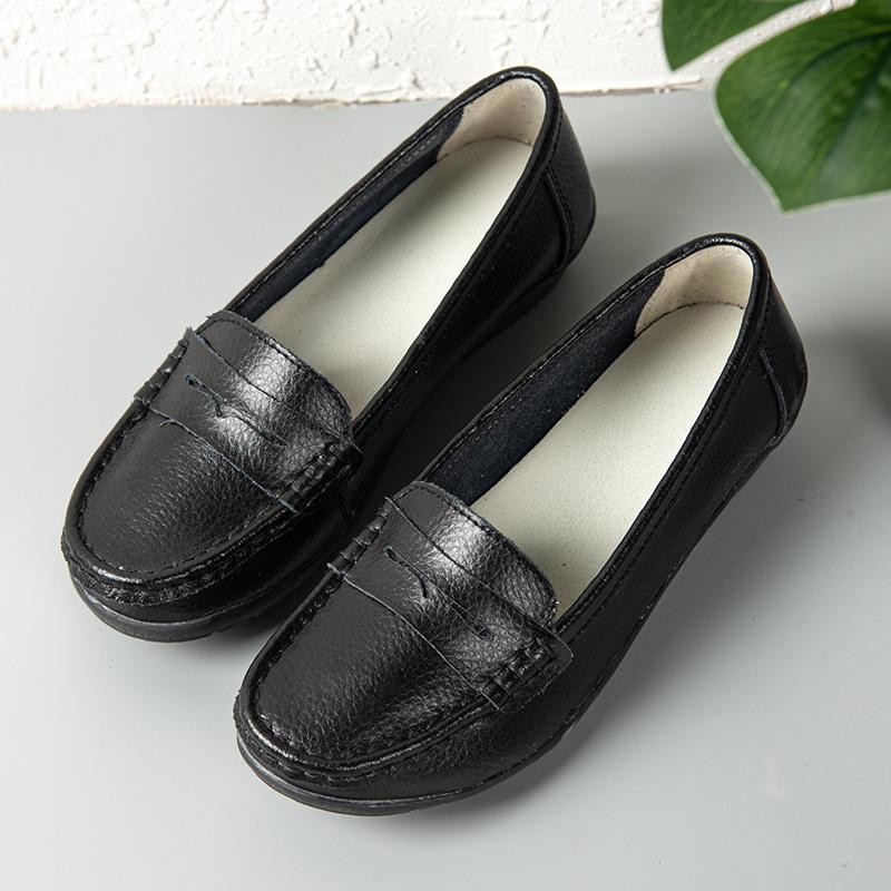 Women's Penny Loafers Leather Driving Moccasins Comfort Flats Casual Slip On Blue Nurse Plus Size Ballets Shoes for Girl
