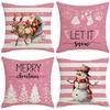 1pc Pink Christmas Cushion Cover Snowman Deer Pine Printed Washable Cover for Home Ornament Xmas New Year Christmas Decoration