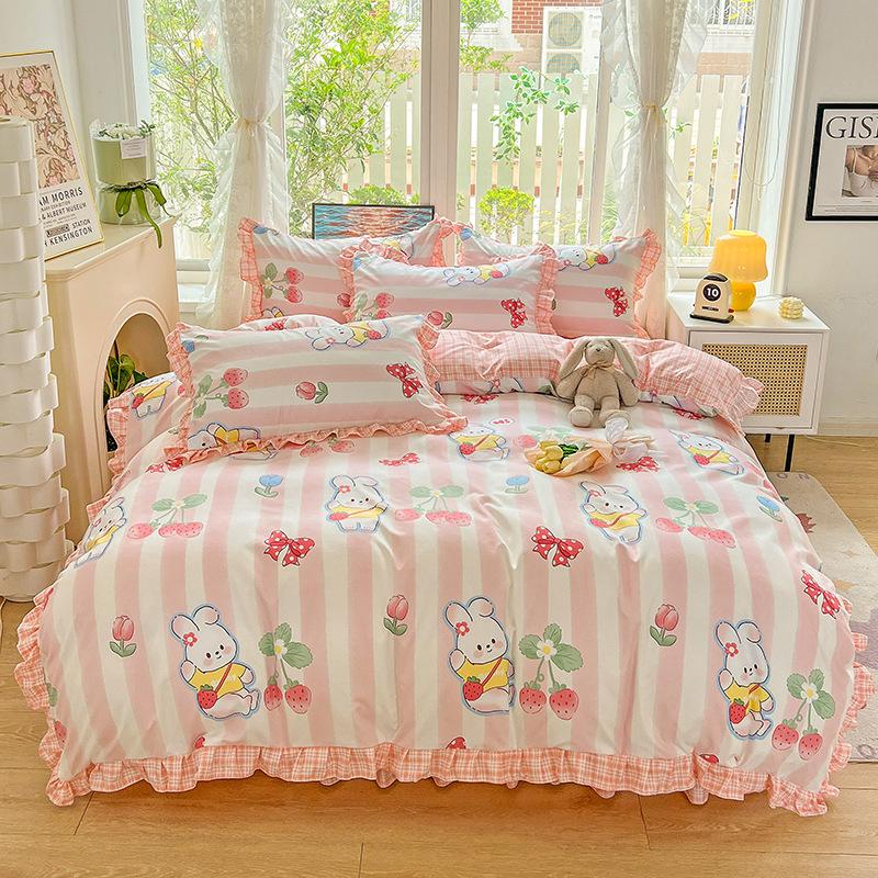 Комплект из четырех предметов, кружевное одеяло с пудрой, постельное белье, подзор для кровати, комплект из трех предметов с изображением принцессы и девочки