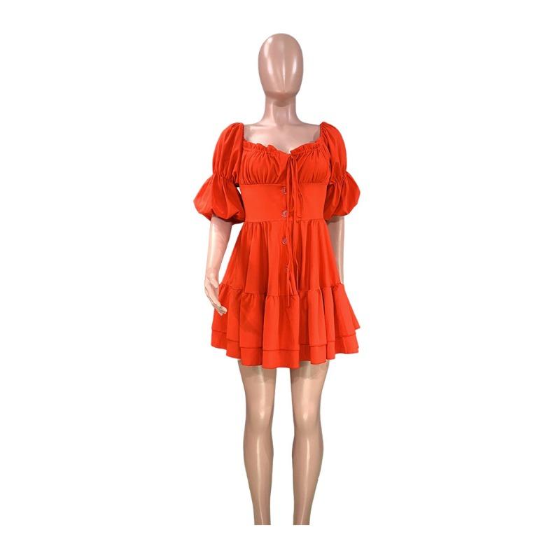 GMXIA Женская мода весна осень однотонный принт с коротким рукавом на одно плечо и высокой талией повседневные платья