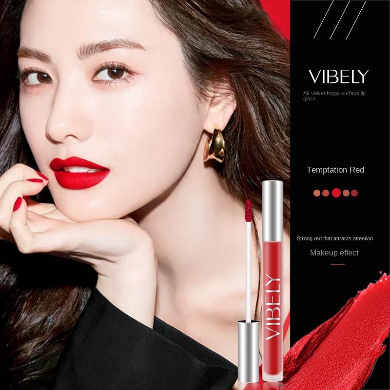 VIBELY Бархатная матовая воздушная глазурь для губ, туманная поверхность, длительное увлажнение, не тянет сухую глазурь для губ