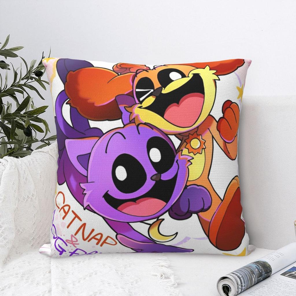 Cartoon Catnap Dogday Pillowcase Polyester Cushion Cover Gift Smiling Cats Pillow Case Cover Home Zipper 45*45Cm