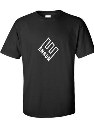 Хлопковая черная футболка с белым логотипом Enron, банкротная компания