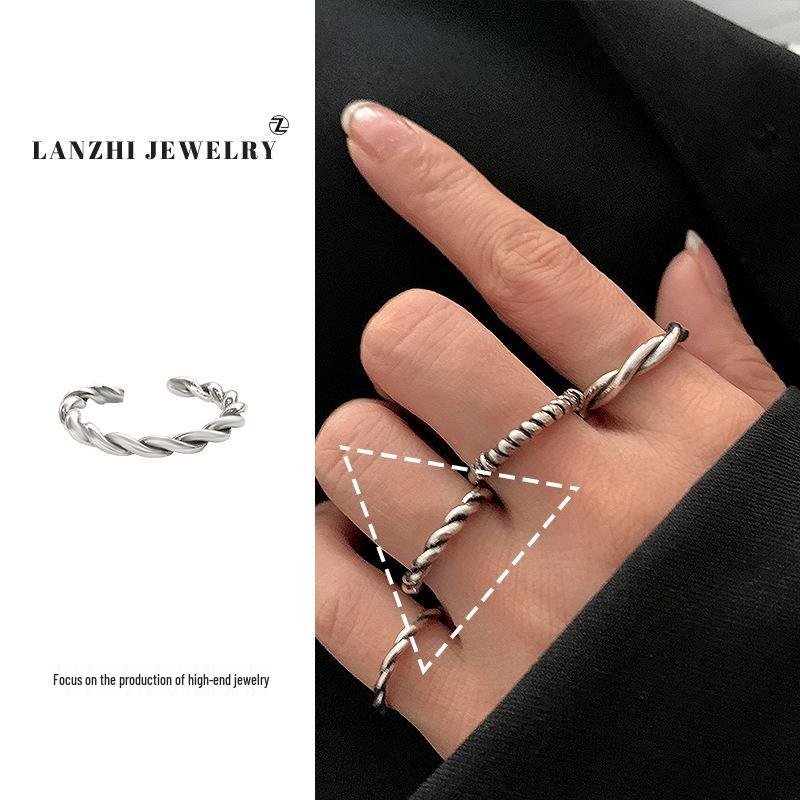 Тайское серебро Женское наборное кольцо - Серебро 925 пробы, Нишевый дизайн, Простые и универсальные украшения