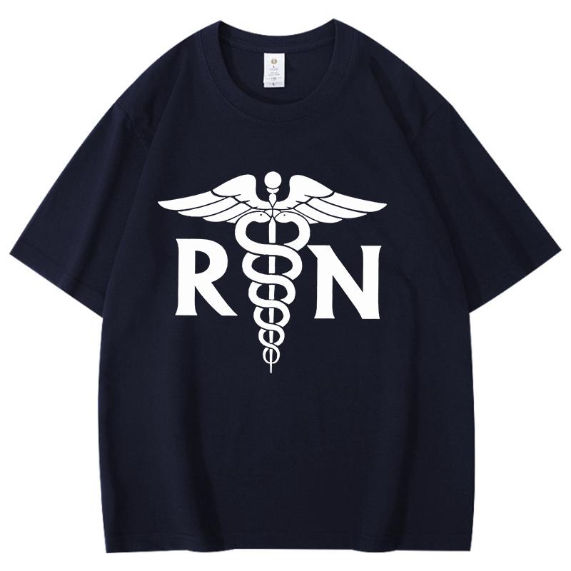 New Hot Rn Caduceus Printed Tshirts Unisex Women Unisex Casual Loose Round Neck Creative Personalized Tshirts Summer Couples Top