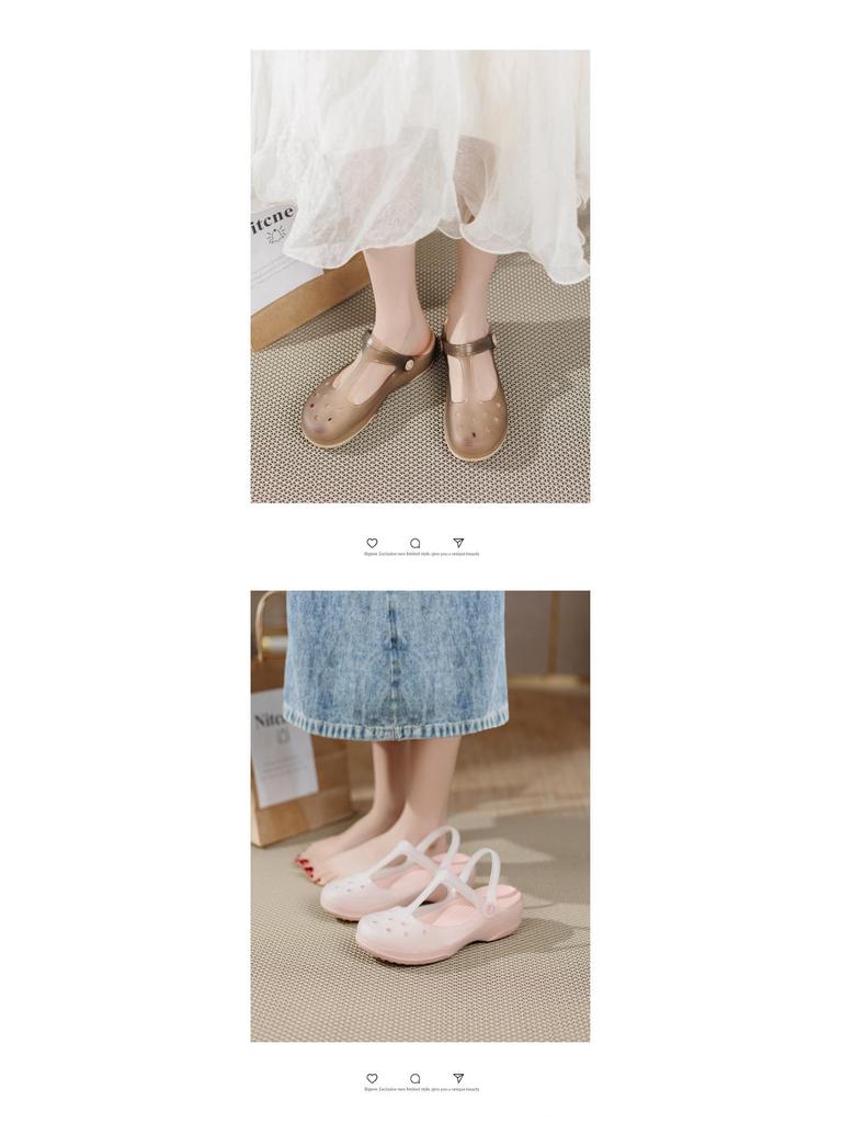 Женские прозрачные сандалии Мэри Джейн, лето 2025: Мягкая подошва, Нескользящие, Идеально для пляжа или сада