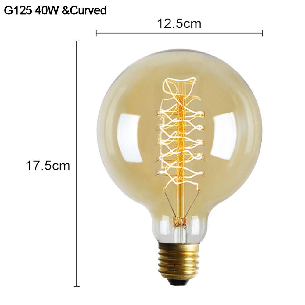 E27 патрон Шаровой светильник Антикварная лампа накаливания Декоративная лампа Эдисона Винтажная ретро-лампочка Стеклянная нить накаливания