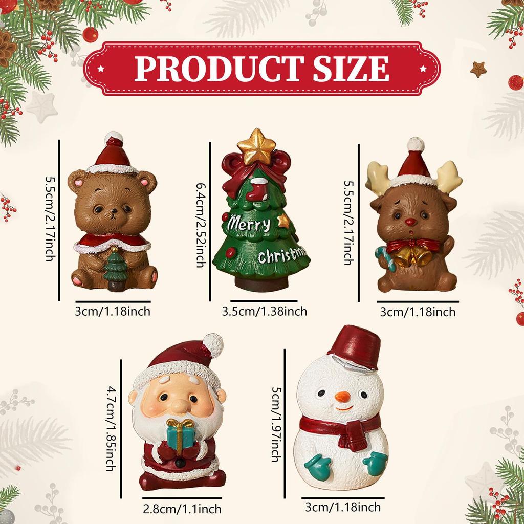5x Christmas Mini Figurines Set Xmas Tabletop Ornament Collectible Centerpiece Sculptures