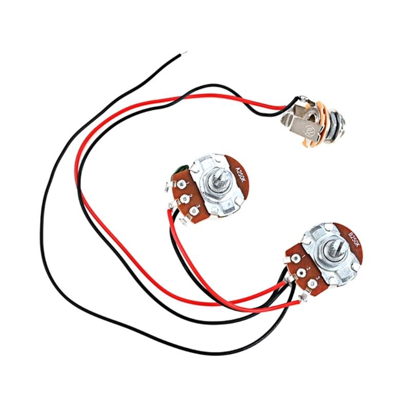 250K 1V1T Jack Комплект wiring harness для бас-гитары Предварительно собранный набор Wiring harness для гитары Запчасти для бас-гитары