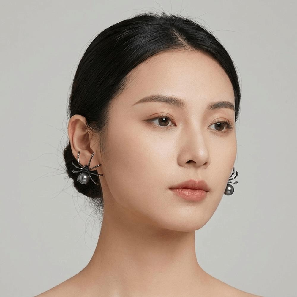Dark Style Spider Stud Earrings Zinc Zinc Alloy Pearl Earrings Vintage Halloween Earrings Women