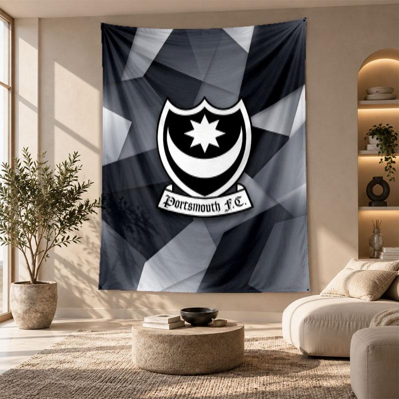 Decorative Tapestry,Portsmouth FC Printed Wall Art, Lightweight Wall Hanging For Bedroom Background