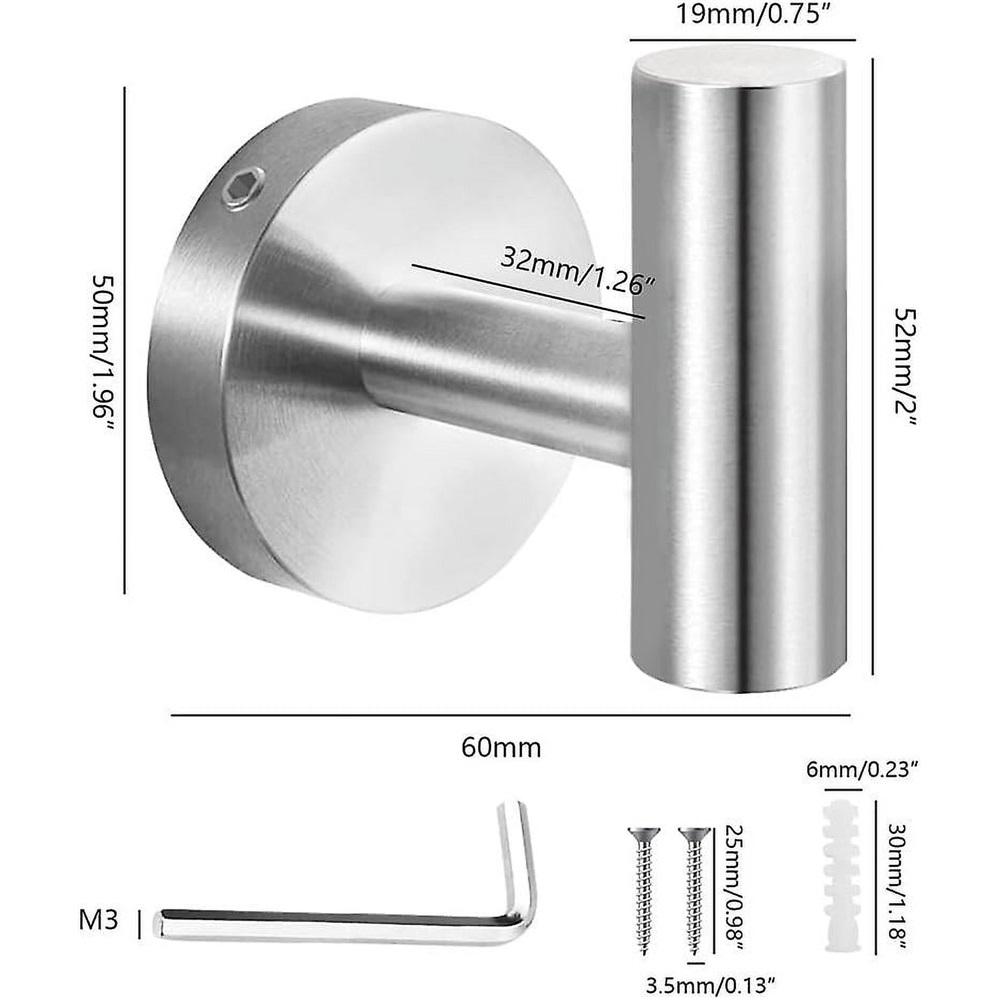 Wall Hook Bathroom Silver SUS 304 Stainless Steel Shower Towel Hook Maximum Load 15kg