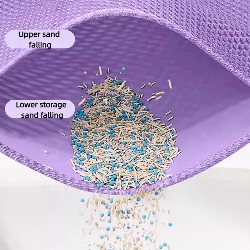 Purple Cat Litter Mat Double Layer Pet Non Slip Big Pet Litter Box Filter Mat Wear Resistant Waterproof Anti-slip Cat Litter Mat