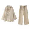 Fashion Style 2024 Summer New Arrival Women's Clothing Elegant Pure Linen Suit Outwear High Waist Straight Pants 6046582