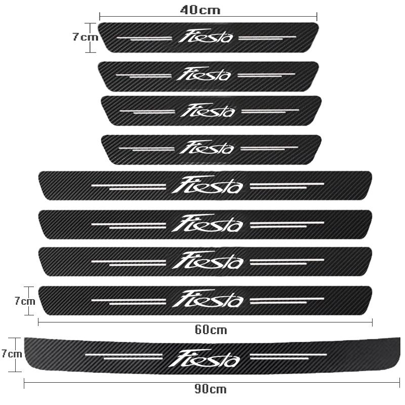 Накладка на порог двери автомобиля из углеродного волокна, защитная накладка на багажник, бампер, педаль, устойчивая к царапинам, водонепроницаемая наклейка для Ford Fiesta