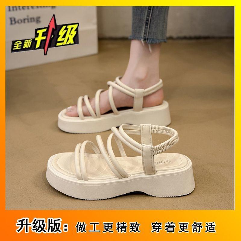 Фея римские сандалии женские 2025 лето новый студент фея мягкая подошва одно слово толстая подошва с юбкой сандалии