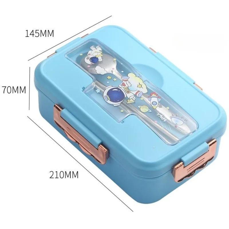 Cartoon Pattern Lunch Box for Kids Student Cafeteria Microwave Oven Lunch Box with Tableware Sandwich Breakfast Food Container