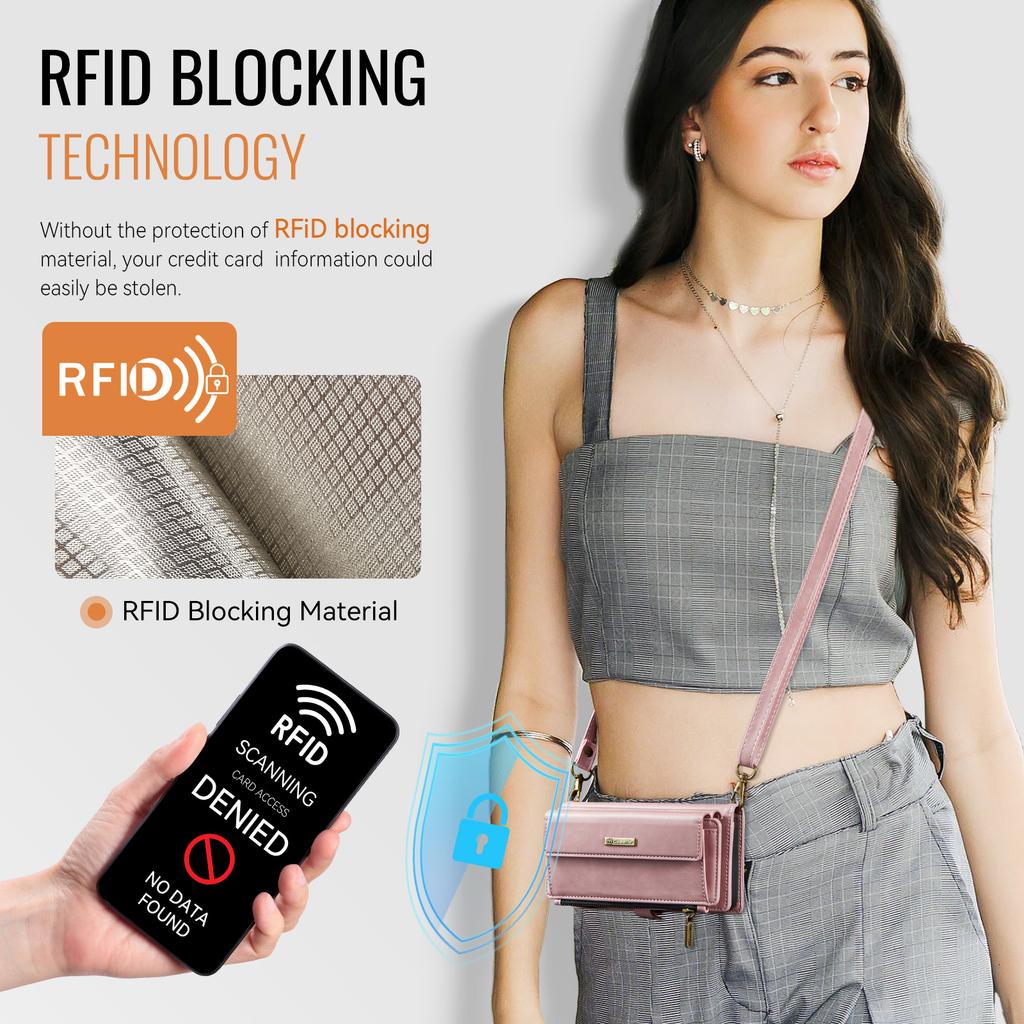 Для Samsung Galaxy S24 FE Чехол CASEME C39 Блокировка RFID Кошелек на молнии Подставка Кожаная обложка с ремешком