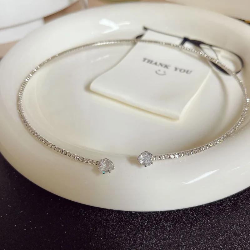 Модное колье-колье со стразами и сердечком для женщин, простое ожерелье с открытым воротником, ювелирные аксессуары