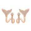 Серьги-гвоздики «рыбий хвост» с микроинкрустацией цирконием Niche Temperament, женские изысканные маленькие и милые серьги