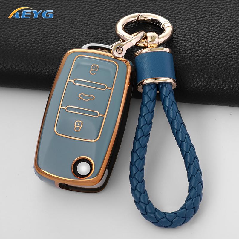 Чехол для ключа автомобиля для Volkswagen VW Polo Golf Passat Tiguan Beetle Caddy T5 Up Eos Skoda Octavia Seat Leon Altea