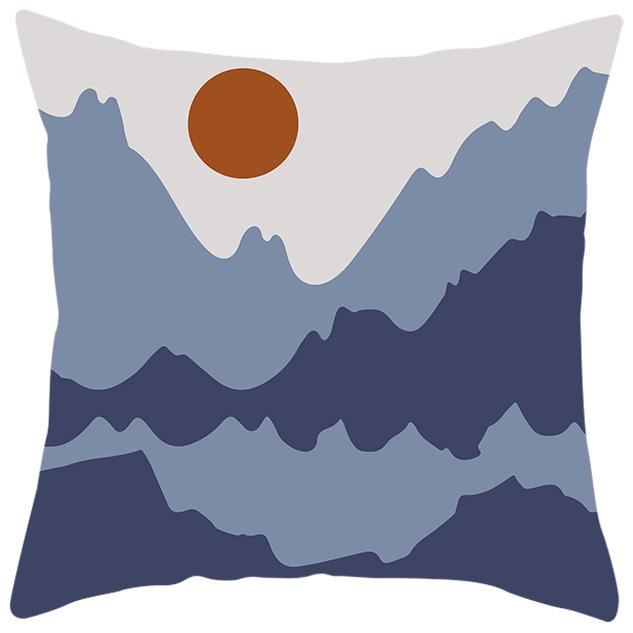 Nordic Blue and Purple Abstract Geometric Pillowcase Peach Leather Velvet Printed Home Fabric Sofa Pillow Cushion Cover