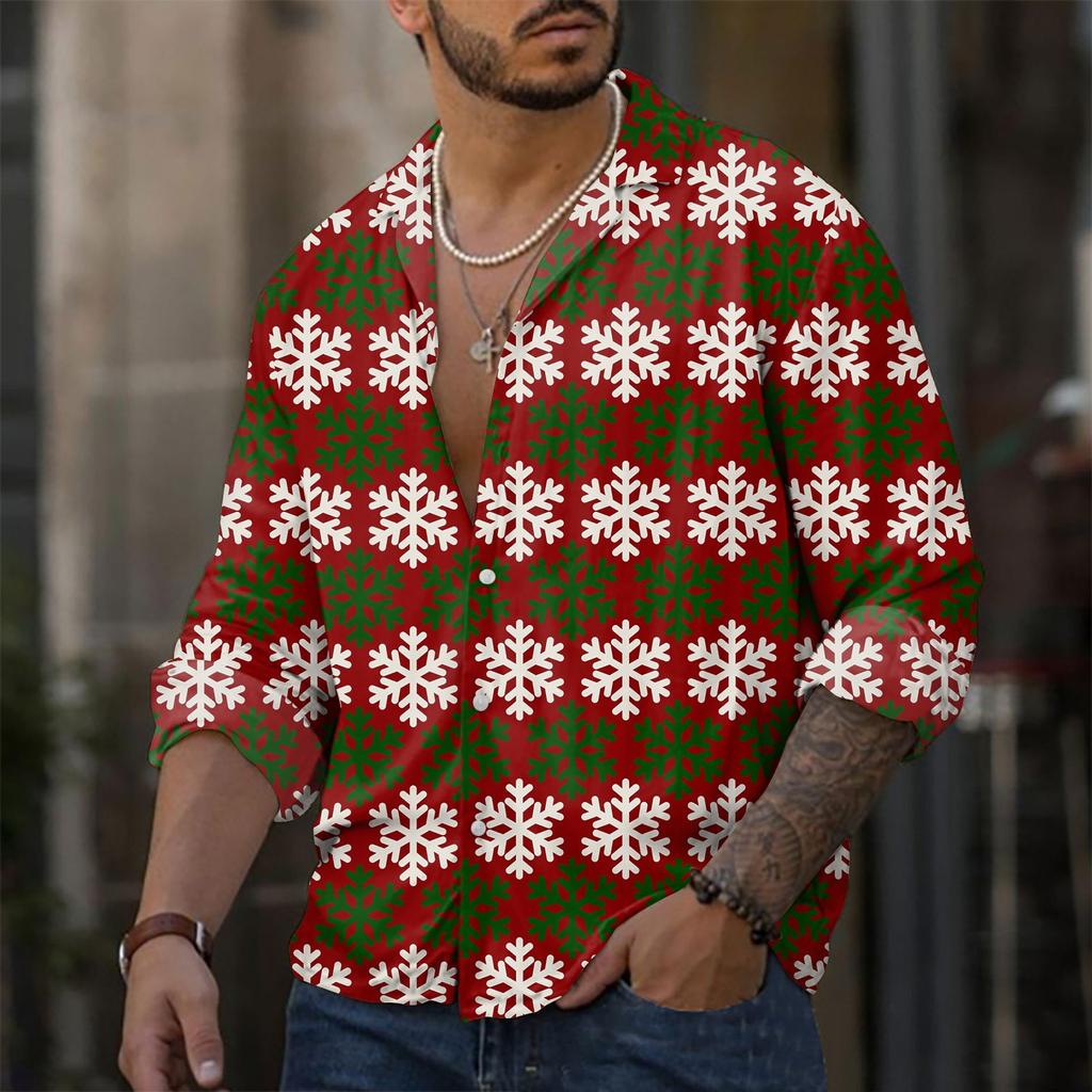 Men'S Casual Loose Fitting Long Sleeved Shirt Fashionable Lapel Shirt Top