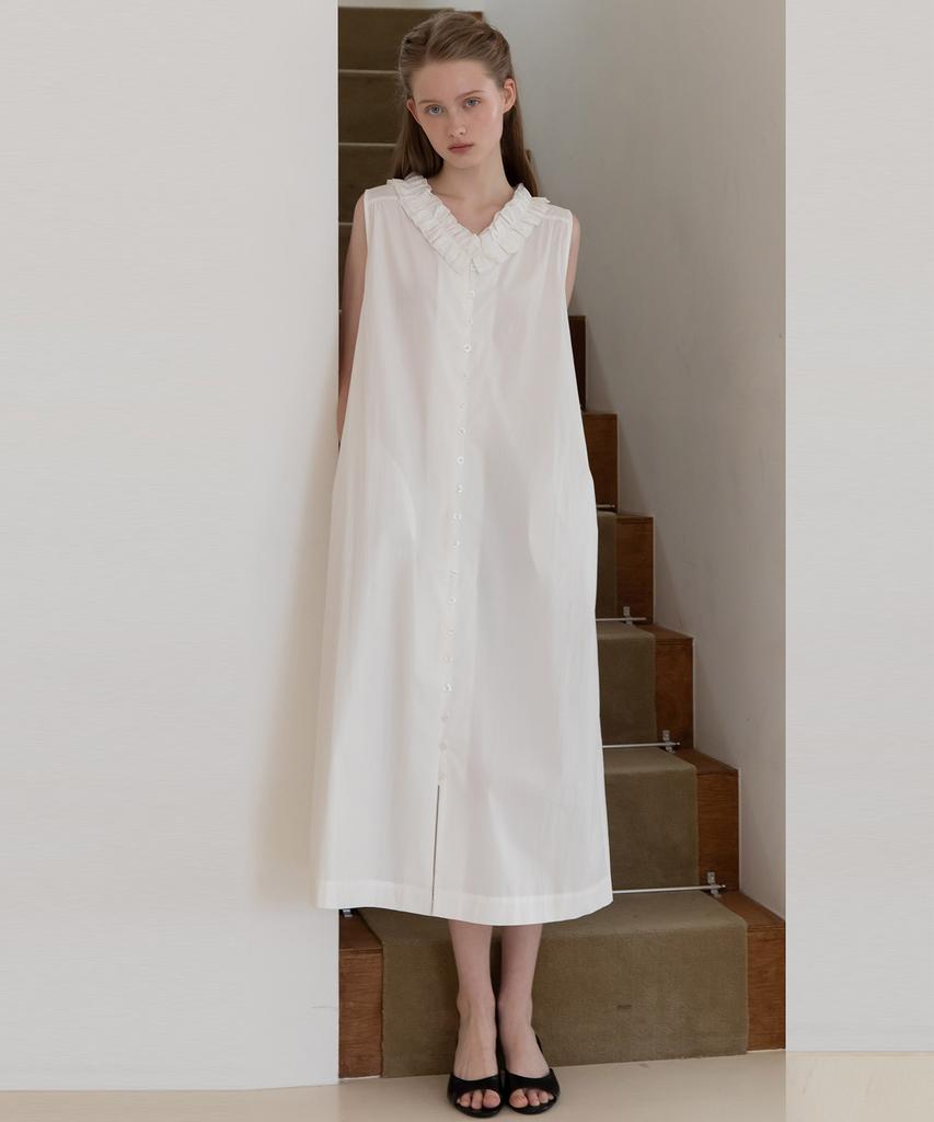 J Mark New York Sleeveless Frill Dress - White