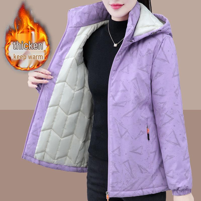 2024 Женская зимняя теплая хлопковая куртка с капюшоном для женщин среднего и пожилого возраста