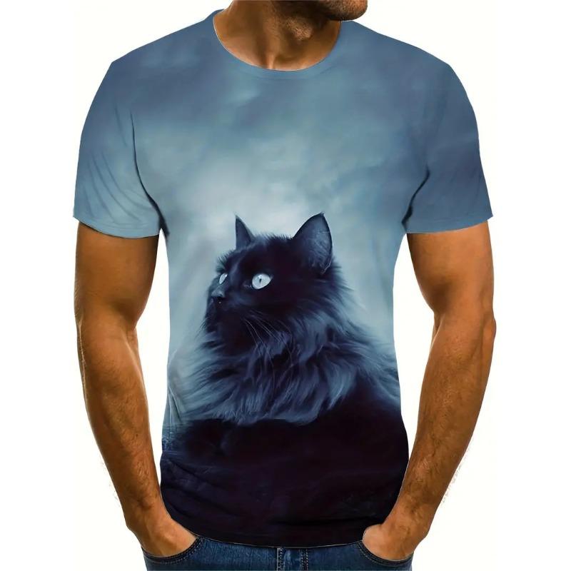 Новая мужская футболка с принтом 3D Cat Full Print, повседневная модная забавная футболка с коротким рукавом, унисекс, летняя футболка свободного покроя в уличном стиле