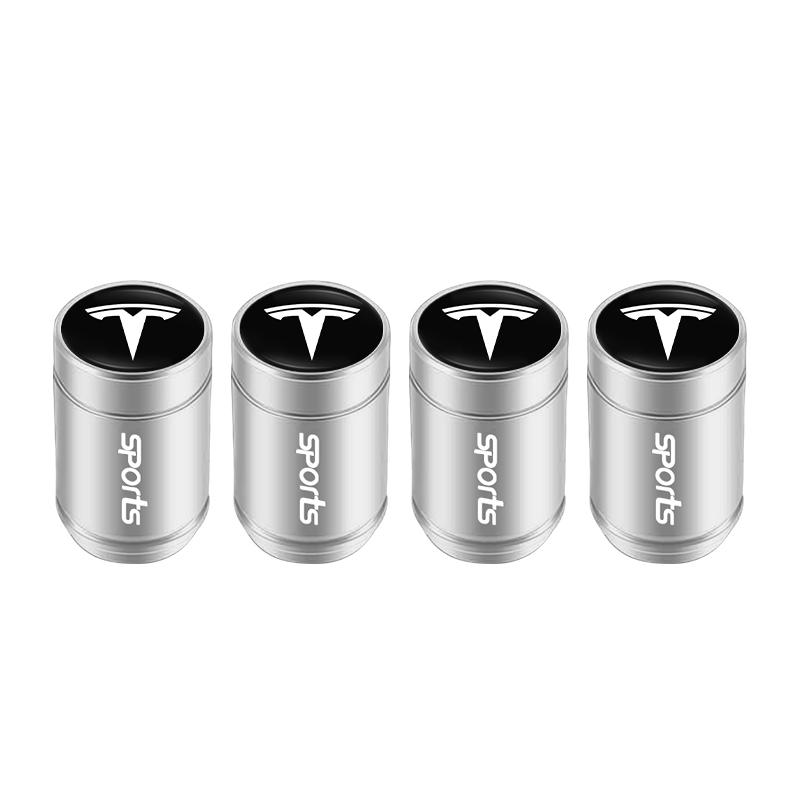 AAAIJ1 4Pcs Aluminum Alloy Car Tire Valve Cap Dust Cover Accessories For Tesla Model 3 Model S Model X Model Y Cybertruck Roadster