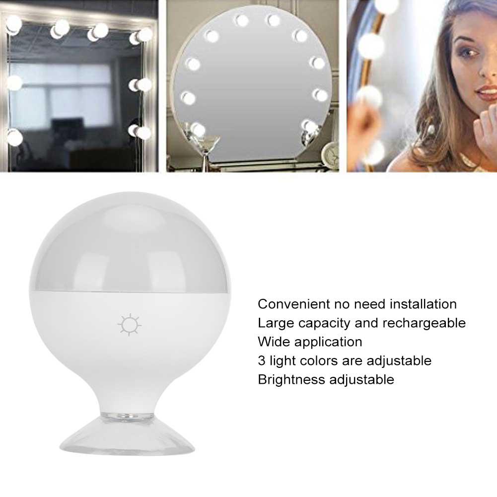 LED Makeup Light Bulb Adjustable Light Colors Rechargeable Suction Type Makeup Light BulbWhite