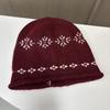 Fair Island jacquard crimped knitted hat women's autumn and winter stacking hat versatile face small cold hat loose wool hat