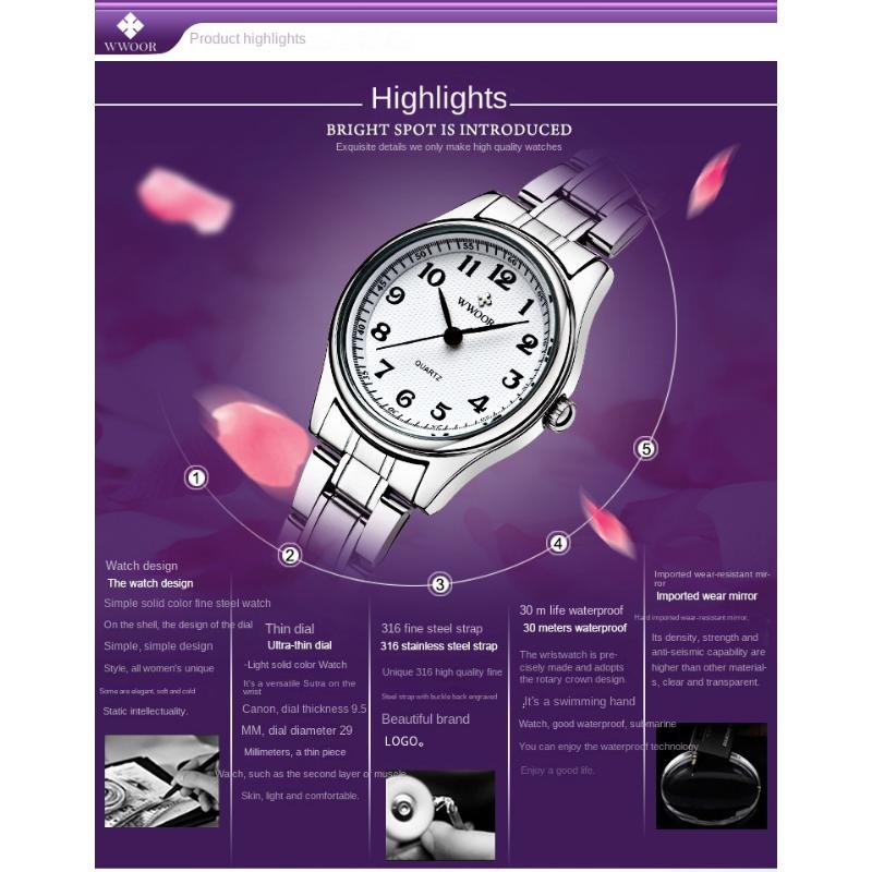 WWOOR Большие цифровые часы со стальным ремешком Винтажные женские часы