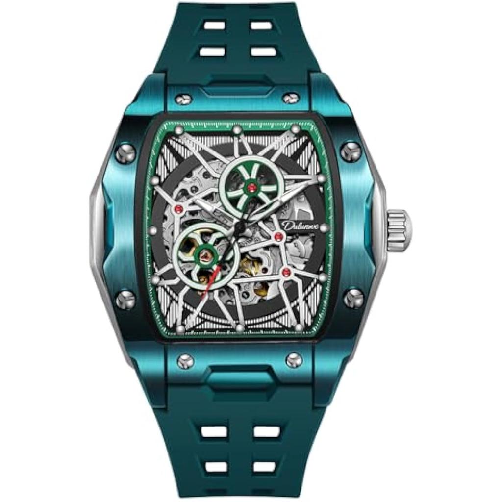 Dulunwe Мужские автоматические механические часы в форме винной бочки, роскошные светящиеся водонепроницаемые модные креативные крутые часы