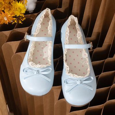 Мода 2025 Женская Мода Одинарная Обувь Весна Новая Круглый Носок Мелкий Вырез Бант-Бабочка Металлическая Пряжка Мягкая Подошва Нескользящая Обувь на Плоской Подошве