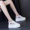 9cm Hollow Full Cow Genuine Leather Women Summer Shoes Platform Sneakers Wedge Hidden Heel Women Summer Sandals Platform