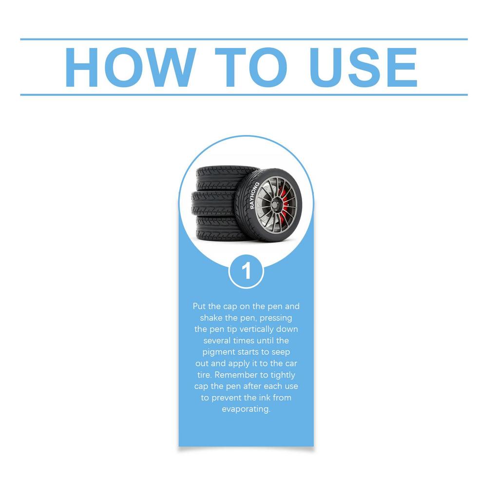 Homonth White Tyre Paint Pen Car Tyre Paint Pen Non-Fading Colour Painting Creative DIY Oil-Based Pen