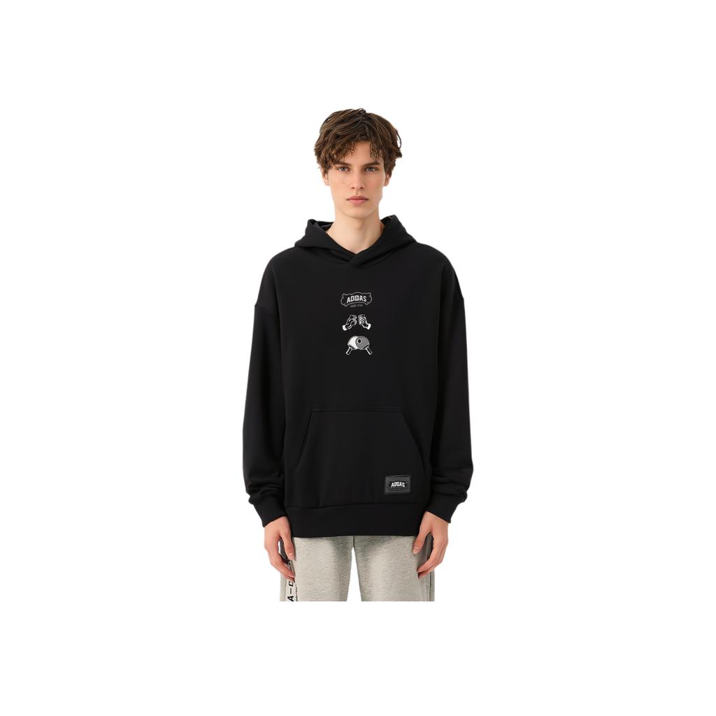 adidas Мужская толстовка с капюшоном и принтом для пинг-понга, черные топы HE7466