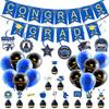 Graduation Season Theme Decoration Congrats Grad Blue Spiral Pendant Flag Balloon Set
