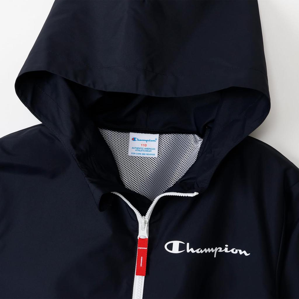 Champion Relax Fit Script Kids' Jacket, Water-Repellent, Logo, Packable, Boys' Casual, Black, CK-A610