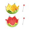 Colorful Watermelon Dessert Serving Bowl 6 Rustproof Forks Elegant Ceramic Tableware For Entertaining Outdoor Event