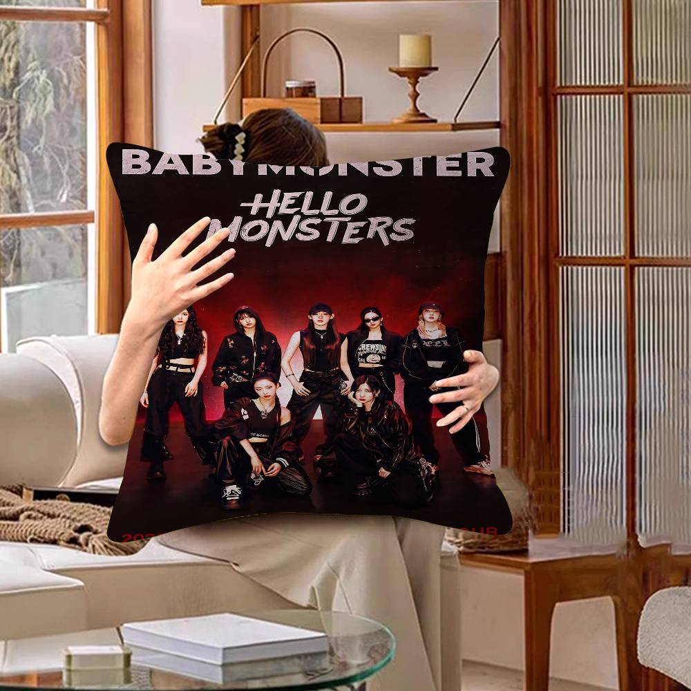 Kpop B-Babymonster Наволочка Декор Подушка Чехол Наволочка Печатный Чехол Для Подушки На Диван