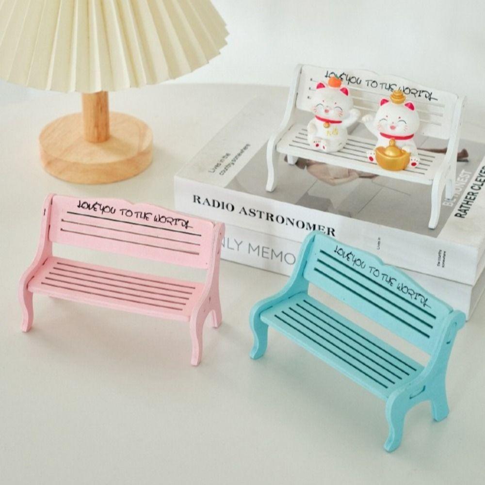 2Pcs Wooden Doll Chairs Miniatures Background Props Small Bench Table Decor Dollhouse Furniture Mini Stool Living Room