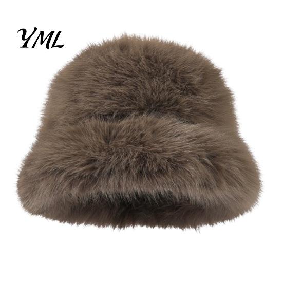 Stylish Winter Accessory Faux Fur Bucket Hat for Women, Fuzzy Warm Fisherman Cap, Soft Plush Fluffy Cold Weather Ear Protection Hiking