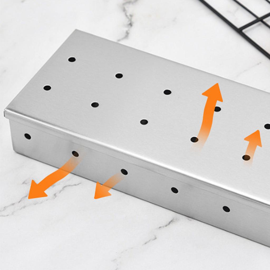 Grill Smoker Box, Smoker Box With Lid, Wood Chip Smoker Box For Charcoal & Propane Gas Grill